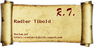 Radler Tibold névjegykártya